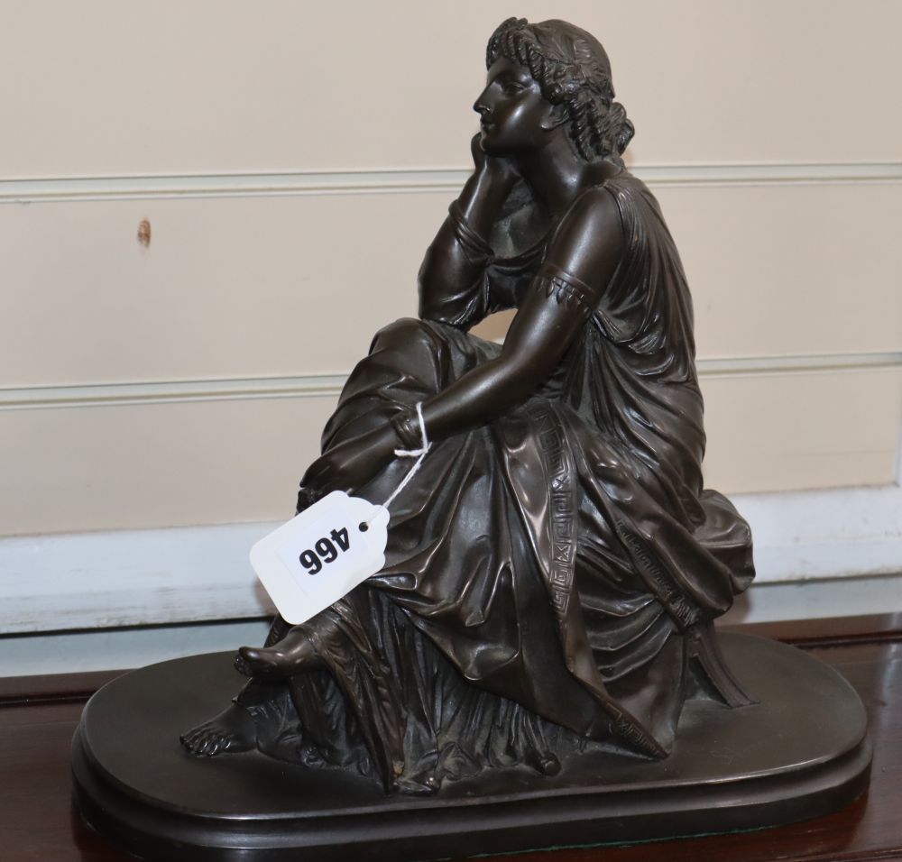 A classical composition figure of a seated girl, signed Schanewerk